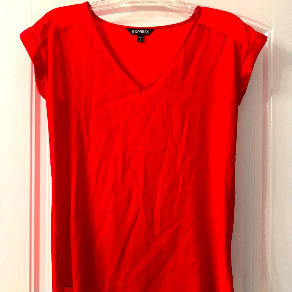 Express red short-sleeve blouse